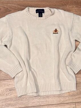Charter Club Cream Crewneck Sweater with Crest